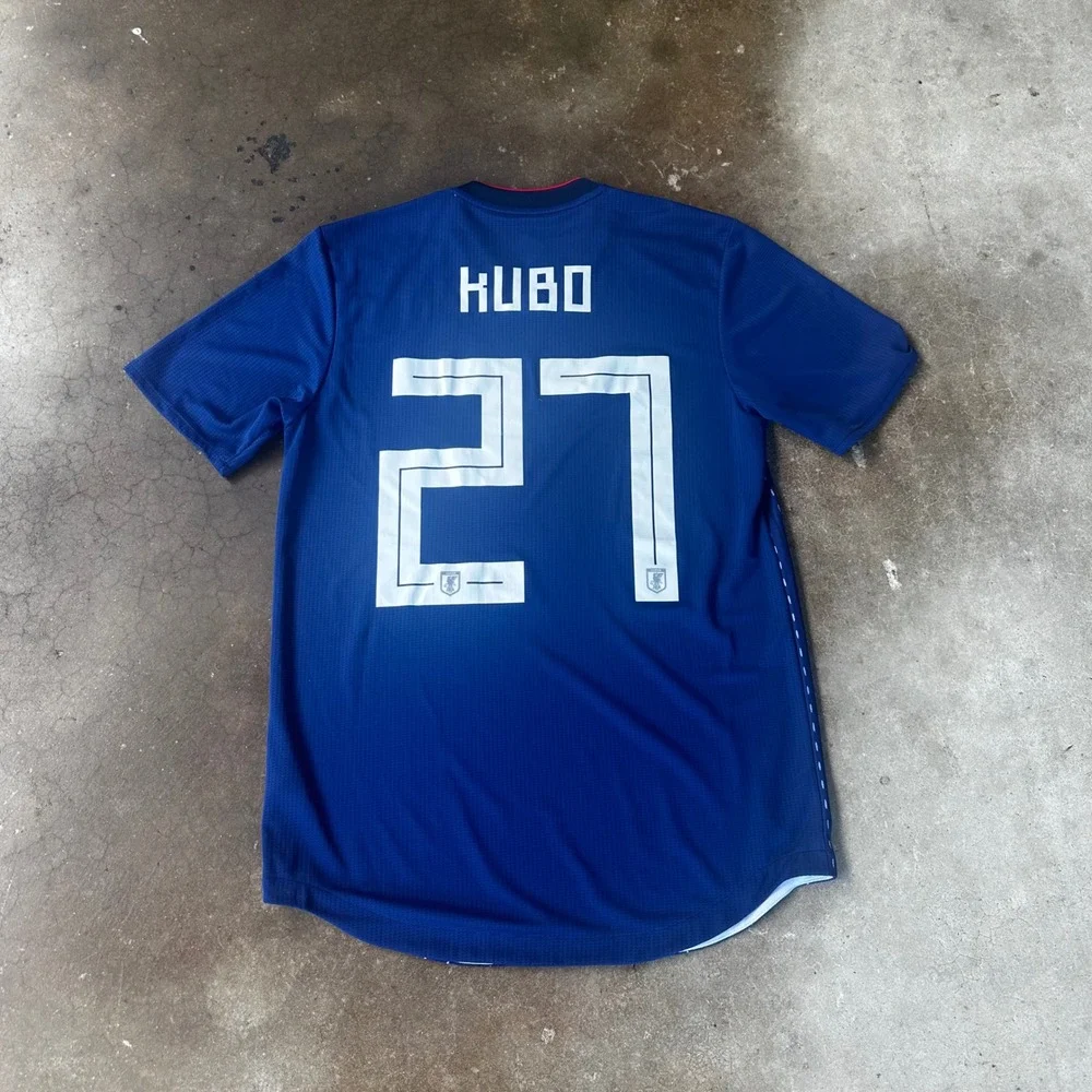 Adidas Soccer Jersey Men Medium Blue Excellent 2018 Japan Kubo 27 CV5640